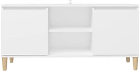 Móvel de TV c/ pernas de madeira maciça 103,5x35x50 cm branco
