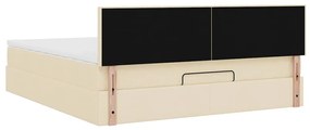 Estrutura de cama otomana com colchão tecido creme 160x200cm