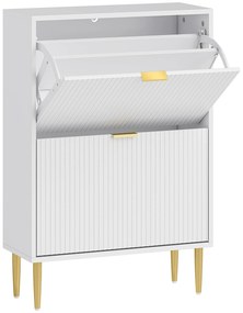 HOMCOM Sapateira Estreita Sapateira para Entrada com Prateleiras Ajustáveis para 12 Pares de Sapatos 60x24x91,5 cm Branco