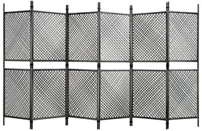 vidaXL Divisória de quarto com 6 painéis 360x200 cm vime PE antracite