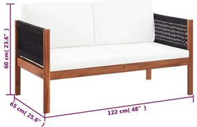 Conjunto lounge de jardim 4 pcs madeira de acácia maciça