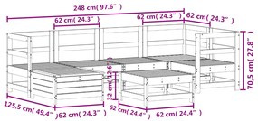 7 pcs conjunto de sofás para jardim pinho maciço branco