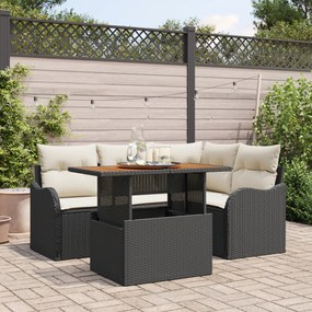 Conjunto de Sofás de Jardim vidaXL de 5 Peças com Almofadas de Rattan