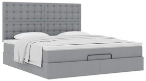 Estrutura cama otomana colchão 160x200 cm tecido cinzento claro