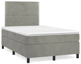 Cama boxspring com colchão 120x190 cm veludo cinzento-claro