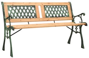 Banco de jardim 122 cm ferro fundido e madeira de abeto maciça