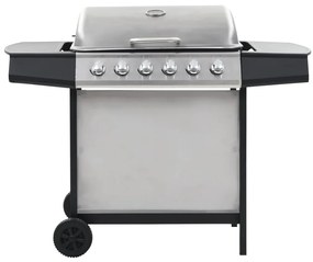 Grelhador/BBQ a gás 6 zonas de cozinhar aço inoxidável prateado