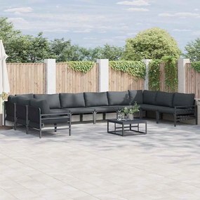 vidaXL Conjunto de Sofá de Jardim 10 pcs Cinzento-escuro Aço