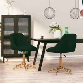 vidaXL Cadeiras de jantar giratorias 2 pcs veludo verde-escuro