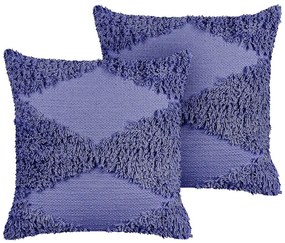 Conjunto de 2 almofadas decorativas em algodão violeta 45 x 45 cm RHOEO Beliani