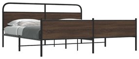 Estrutura cama sem colchão 180x200 cm metal carvalho castanho