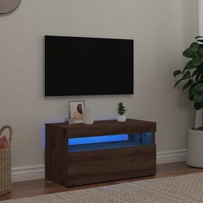 vidaXL Móvel TV c/ luzes LED derivados de madeira carvalho artisiano