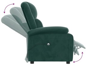 Poltrona reclinável elétrica veludo verde-escuro