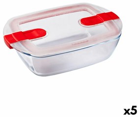 Lancheira Hermética Pyrex Cook & Heat 24 X 15,5 X 7 cm 1,1 L Transparente Vidro (5 Unidades)