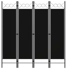 vidaXL Divisória de quarto com 4 painéis 160x180 cm preto