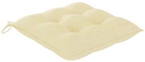 Cadeiras de jardim c/ almofadões branco creme 2 pcs teca maciça