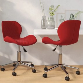 vidaXL Cadeiras de jantar giratórias 2 pcs veludo vermelho tinto