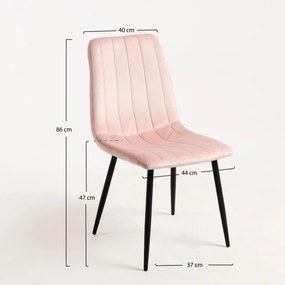 Cadeira Liny Veludo - Rosa