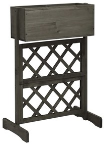 vidaXL Vaso com treliça para jardim 45x30x74 cm abeto maciço cinzento