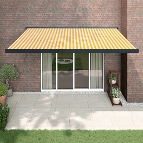 Toldo retrátil 4x3 m tecido e alumínio amarelo e branco