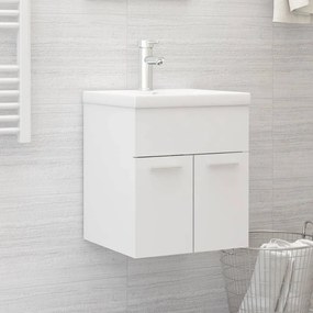vidaXL Armário lavatório c/lavatório embutido derivados madeira branco