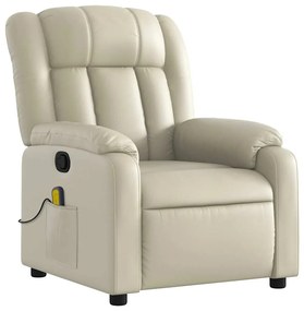 Poltrona de massagens reclinável couro artificial cor creme