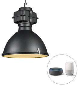 LED Candeeiro de suspensão industrial inteligente preto 53 cm incl. A60 Wifi - Sicko Industrial