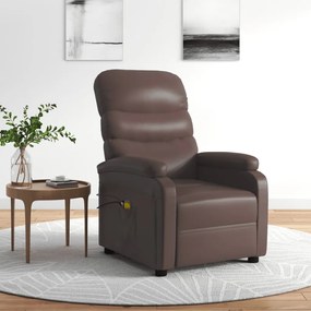 vidaXL Poltrona de massagens elétrica couro artificial castanho
