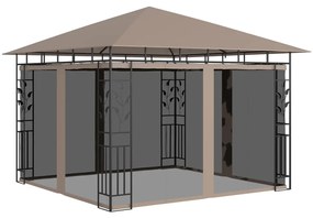 vidaXL Gazebo c/ rede mosquiteira 3x3x2,73m 180 g/m² cinza-acastanhado