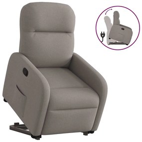 vidaXL Poltrona reclinável elevatória tecido cinzento-acastanhado