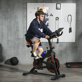 Bicicleta Estática com Resistência Ajustável Volante de Inércia de 8 kg Ecrã LCD Guiador e Assento Ajustável 103x53x100-114 cm Preto e Vermelho