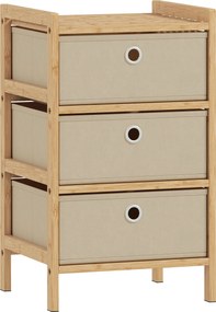 HOMCOM Cómoda de Bambu com 3 Gavetas de Tecido, Compacta para Espaços Pequenos, Creme e Madeira | Aosom Portugal