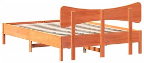 Cama sem colchão 140x190 cm pinho maciço castanho-mel