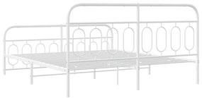 Estrutura de cama com cabeceira e pés 160x200 cm metal branco