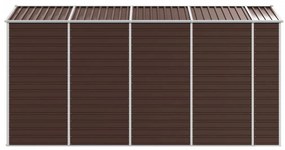 Abrigo de jardim 191x385x198 cm aço galvanizado castanho