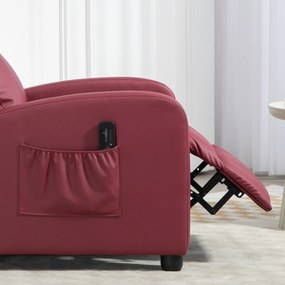 Poltrona de Massagem Reclinável com 2 Zonas de Massagem 8 Programas e 5 Níveis de Intensidade 68x88x98 cm Borgonha