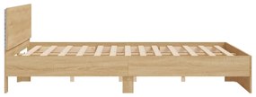 Estrutura cama c/ cabeceira/luzes LED 200x200cm carvalho sonoma