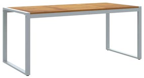 Mesa de Jantar Externa vidaXL Cinza 180x90x75 cm Aço e Madeira Sólida