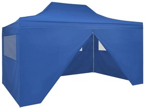 Tenda pop-up dobrável com 4 paredes laterais 3x4,5 m azul