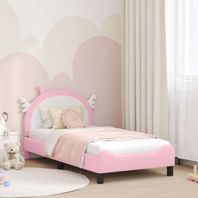 vidaXL Estrutura de Cama Infantil com Cabeceira Rosa 80 x 160 cm PU