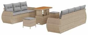 Conjunto de Sofá de Jardim vidaXL 10 Peças com Almofadas Bege Rattan A