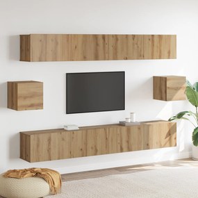 vidaXL Conjunto de 6 peças para TV Carvalho Artesanal Madeira Engenheirada