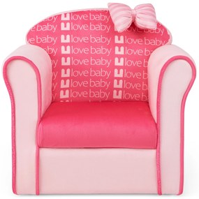 Poltrona infantil estofada com espuma com padrão animado Sofá individual infantil para quarto sala 49 x 40 x 45 cm rosa