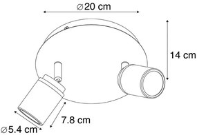 Foco banheiro moderno 2 luzes IP44 latão - DUCHA Moderno