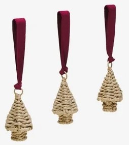 Pack De 3 Enfeites De Natal Em Corda Trançada Kasven Vermelho Burdeos - Sklum
