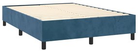 Cama box spring c/ colchão/LED 140x200 cm veludo azul-escuro