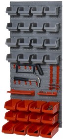 DURHAND Organizador de ferramentas com caixas e ganchos 63,5x22,5x95,5cm cinza e vermelho