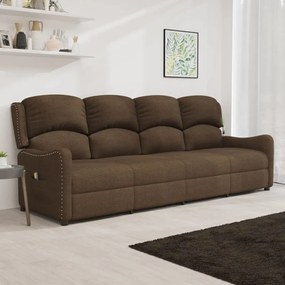 vidaXL Poltrona de massagens 4 lugares reclinável tecido castanho