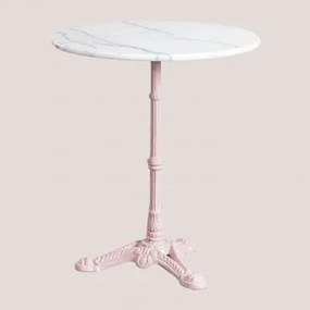 Mesa De Bar Redonda Ø60cm Em Pedra Natural Azteca Mármore Branco Guangxi - Rosa Algodão Doce - Sklum