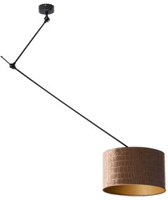 Candeeiro suspenso preto com abajur de veludo com design de crocodilo 35cm - Blitz Clássico / Antigo,Moderno